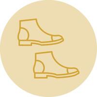 botas línea amarillo circulo icono vector