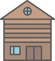 Wooden House Line Filled Light Icon vector