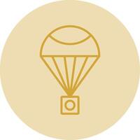 Parachute Line Yellow Circle Icon vector