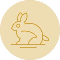 Rabbit Line Yellow Circle Icon vector