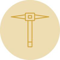 Pickaxe Line Yellow Circle Icon vector