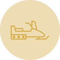 Snowmobile Line Yellow Circle Icon vector