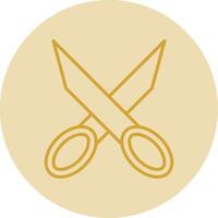 Scissors Line Yellow Circle Icon vector