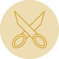 Scissors Line Yellow Circle Icon vector