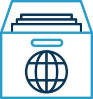 Global Archive Line Blue Two Color Icon vector