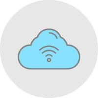 nube línea lleno ligero icono vector