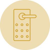 Door Lock Line Yellow Circle Icon vector