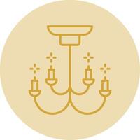 Chandelier Line Yellow Circle Icon vector