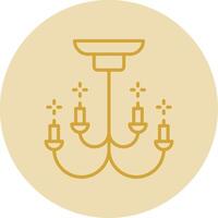 Chandelier Line Yellow Circle Icon vector