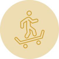 Skateboarding Line Yellow Circle Icon vector
