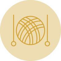 Knitting Line Yellow Circle Icon vector