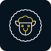 Sheep Line Red Circle Icon vector