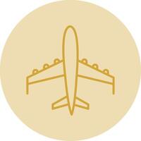 Plane Line Yellow Circle Icon vector