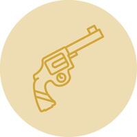 Gun Line Yellow Circle Icon vector