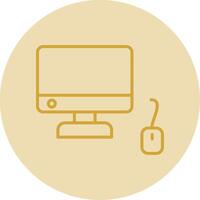 Computer Line Yellow Circle Icon vector