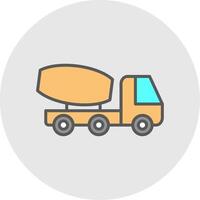 cemento camión línea lleno ligero icono vector