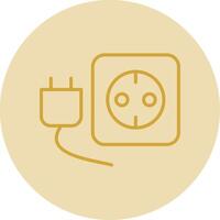 Plug And Socket Line Yellow Circle Icon vector