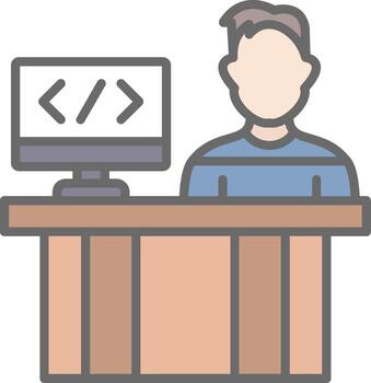 Programmer Line Filled Light Icon vector