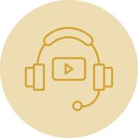 Headphones Line Yellow Circle Icon vector