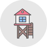 Lifeguard Tower Line Filled Light Icon vector