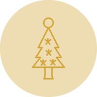 Christmas Tree Line Yellow Circle Icon vector