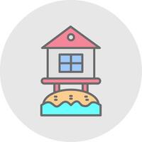 Beach Hut Line Filled Light Icon vector