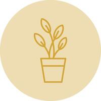 Dumb Cane Line Yellow Circle Icon vector