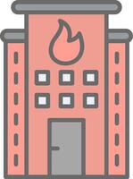 Fire Station Line Filled Light Icon vector