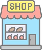 Ice Cream Shop Line Filled Light Icon vector