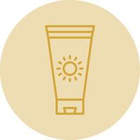 Sunblock Cream Line Yellow Circle Icon vector