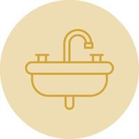 lavabo línea amarillo circulo icono vector