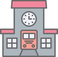 Train Station Line Filled Light Icon vector