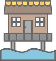 Beach Hut Line Filled Light Icon vector