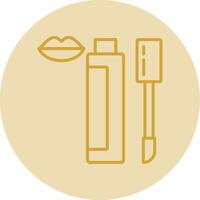 Lip Gloss Line Yellow Circle Icon vector