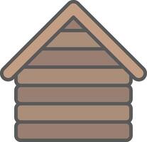 de madera casa línea lleno ligero icono vector