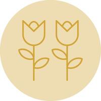 Flowers Line Yellow Circle Icon vector