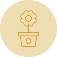 Flower Pot Line Yellow Circle Icon vector