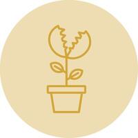 Venus Flytrap Line Yellow Circle Icon vector