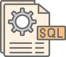 sql archivo línea lleno ligero icono vector