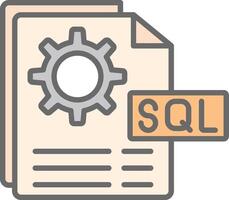 Sql File Line Filled Light Icon vector