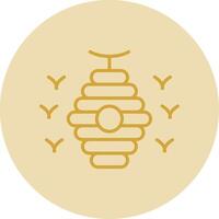 Bee Hive Line Yellow Circle Icon vector