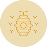 Bee Hive Line Yellow Circle Icon vector