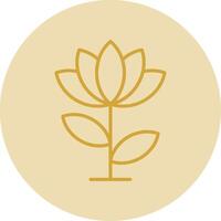 Lotus Flower Line Yellow Circle Icon vector