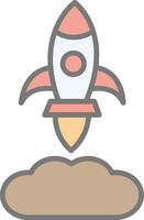 Rocket Launch Line Filled Light Icon vector