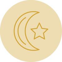 Luna línea amarillo circulo icono vector