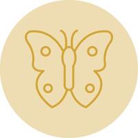 mariposa línea amarillo circulo icono vector