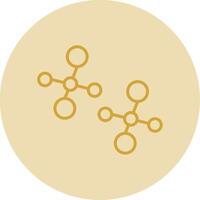 Molecules Line Yellow Circle Icon vector