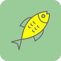 pescado lleno amarillo icono vector