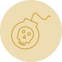 Bomb Line Yellow Circle Icon vector
