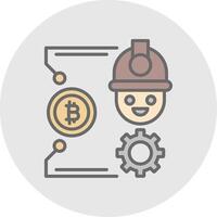 bitcoin arte línea lleno ligero icono vector